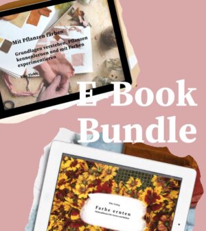 Collage auf rosa Hintergrund, zwei Ebooks geöffnet auf Tablet und Text Overlay: E-Book Budnle